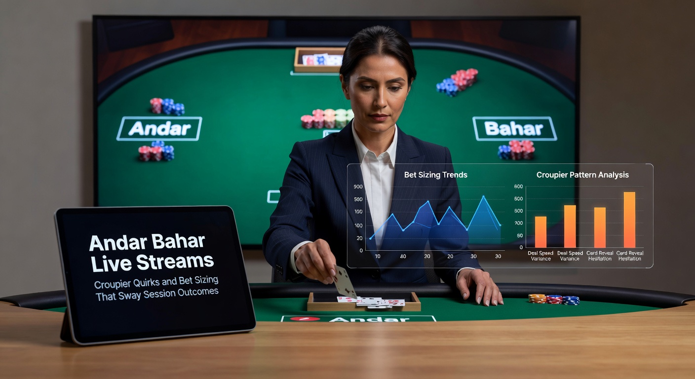 Close-up of a croupier's hands dealing cards in a live Andar Bahar game, bet board showing Andar and Bahar options with multipliers