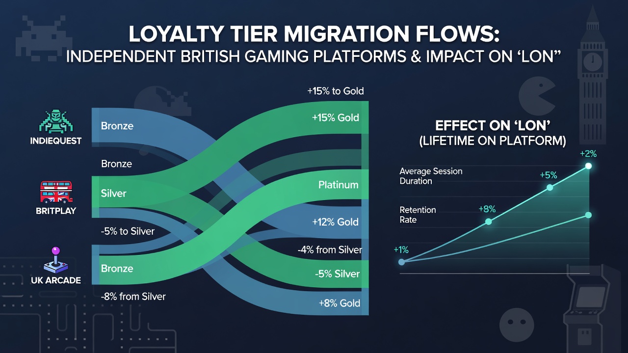 Graph depicting engagement metric changes following loyalty tier migrations on UK independent platforms