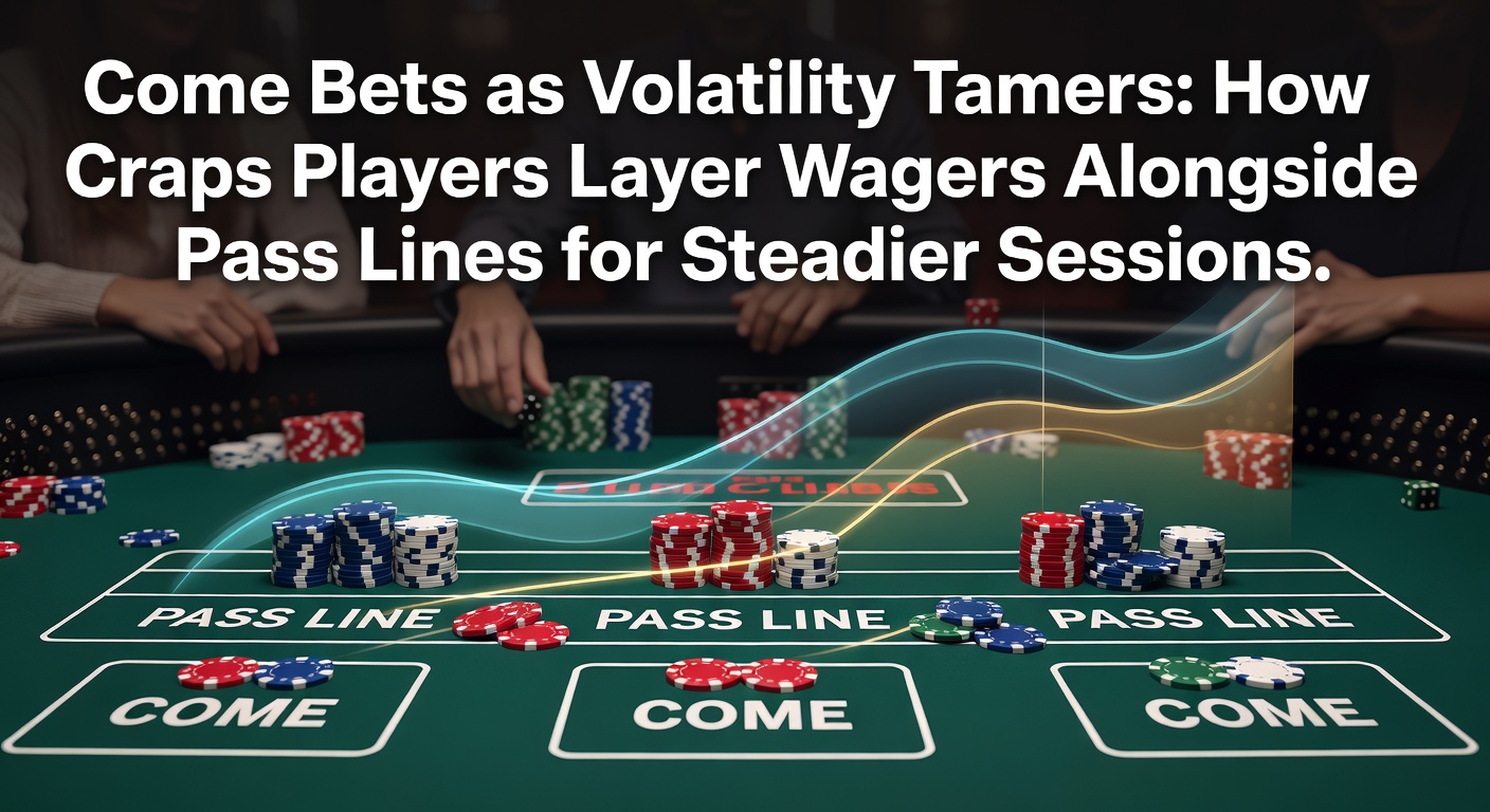 Craps table layout highlighting Pass Line and Come areas with chips placed strategically