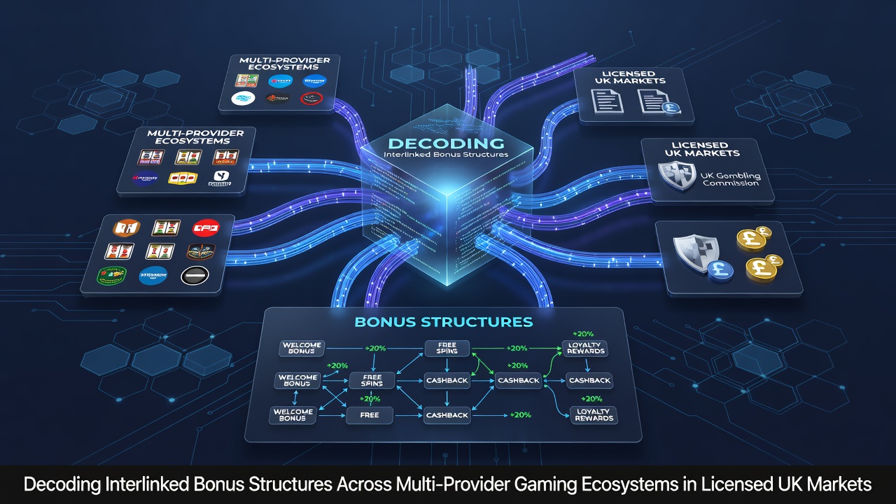 Diagram showing interconnected bonus structures across multiple gaming providers in the UK market