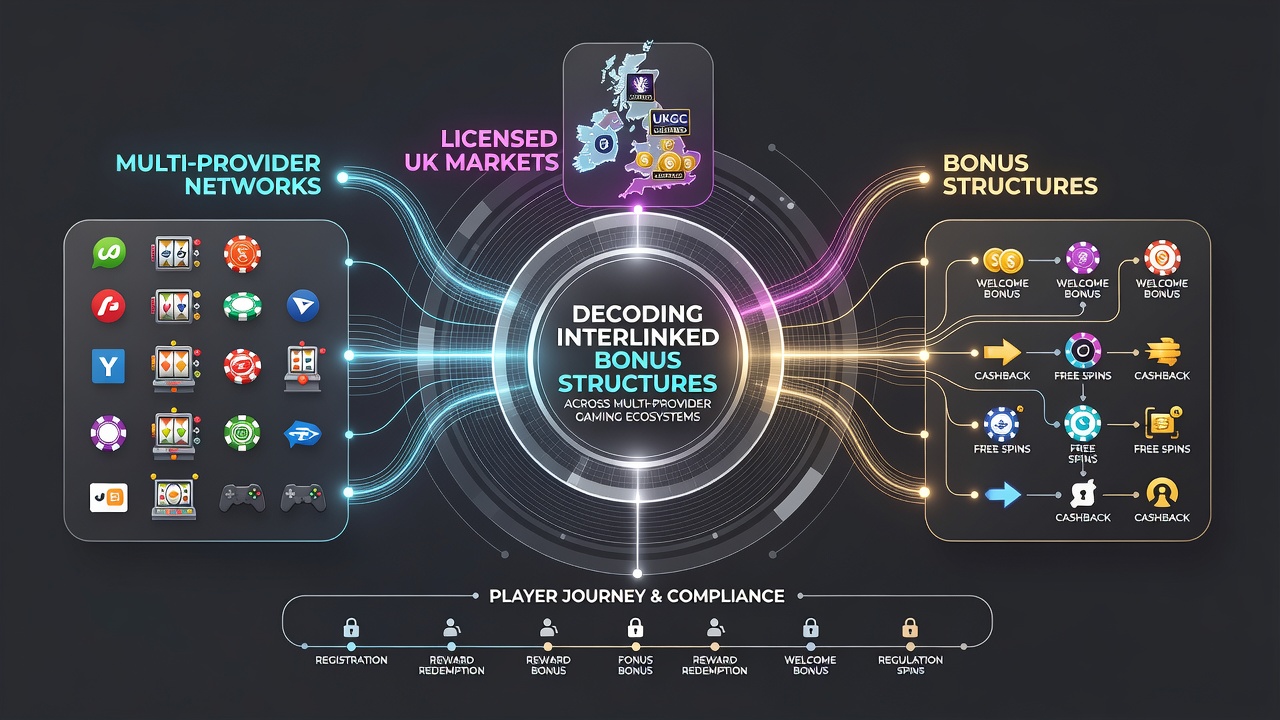 Infographic illustrating data flows between gaming operators and bonus tracking systems