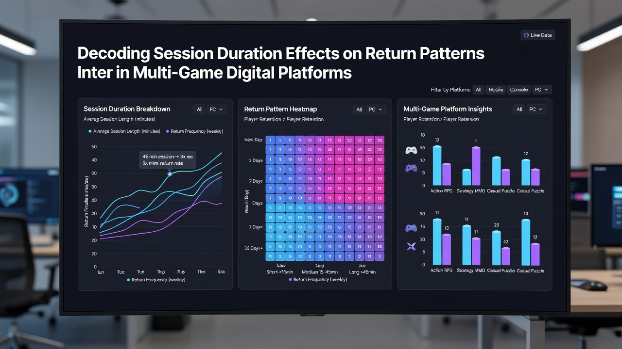 Infographic illustrating return pattern shifts at different session lengths with color-coded timelines and platform examples