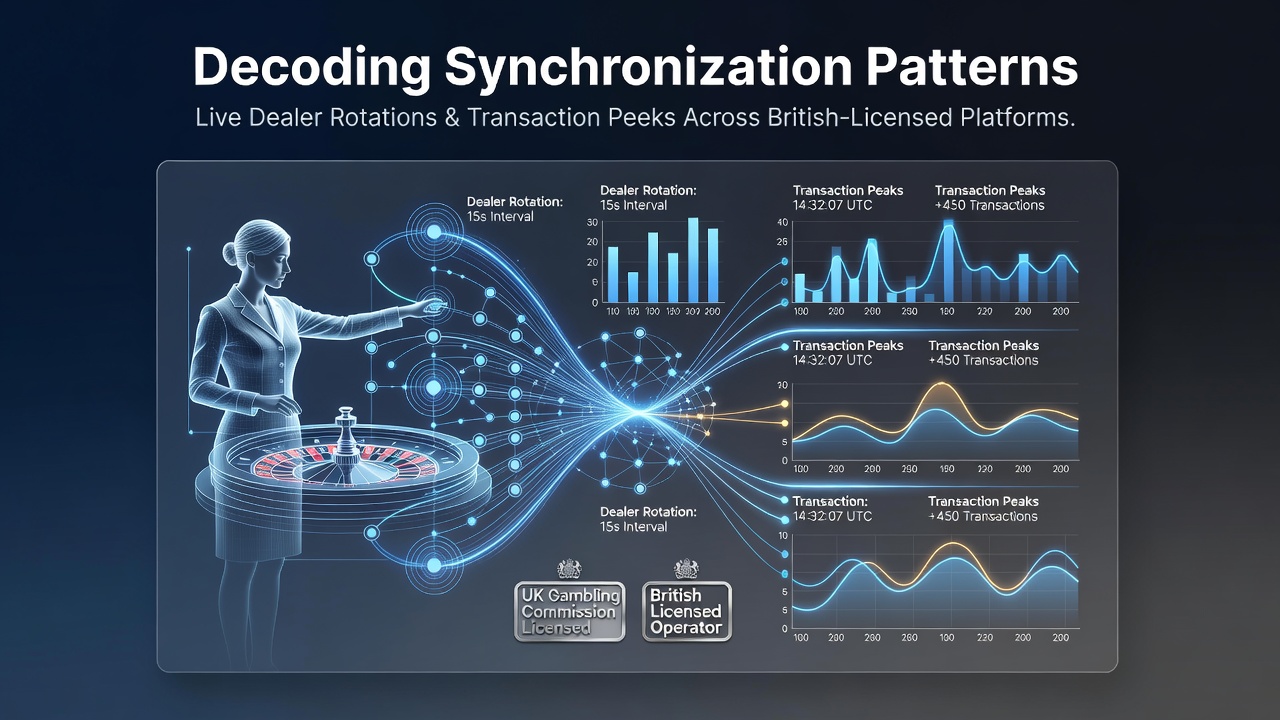 Live dealer tables showing rotation schedules alongside transaction volume charts on UK platforms
