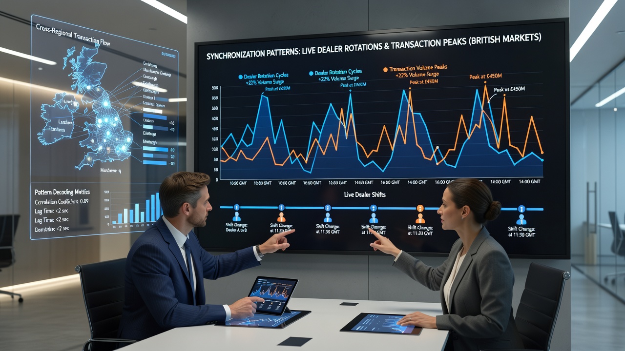 Charts displaying transaction peaks aligned with live dealer rotation timelines