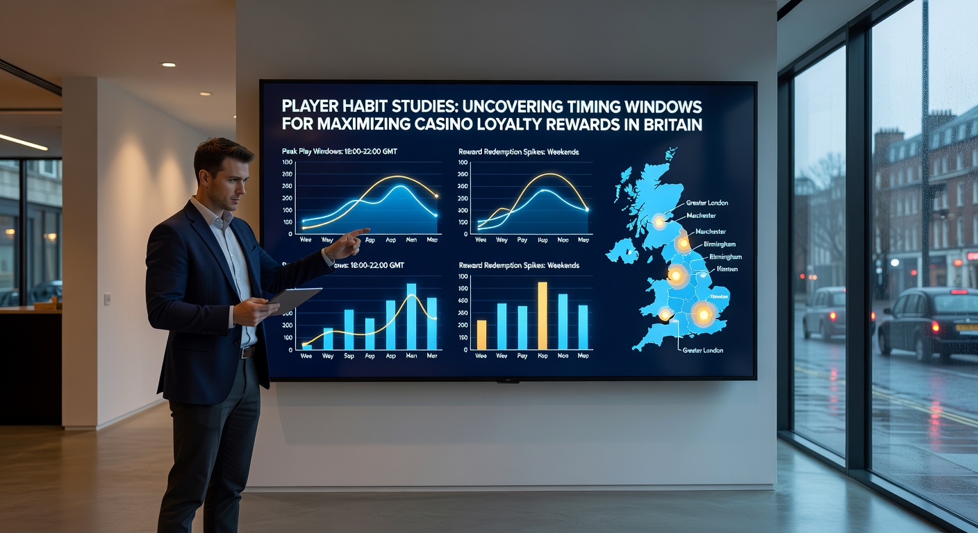 Casino loyalty program dashboard showing player activity peaks and reward timing charts in British venues