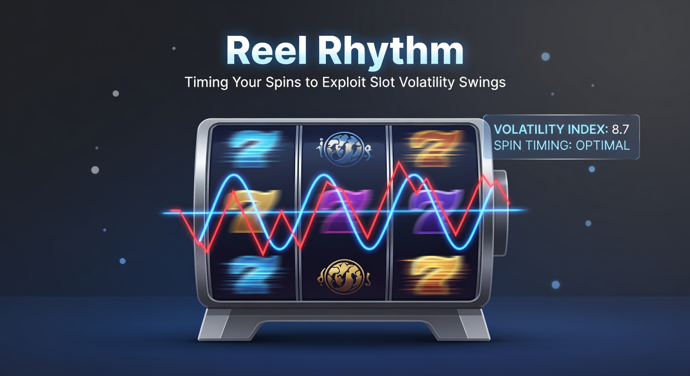 Dynamic slot machine display showing fluctuating volatility graphs alongside spinning reels in a vibrant casino setting