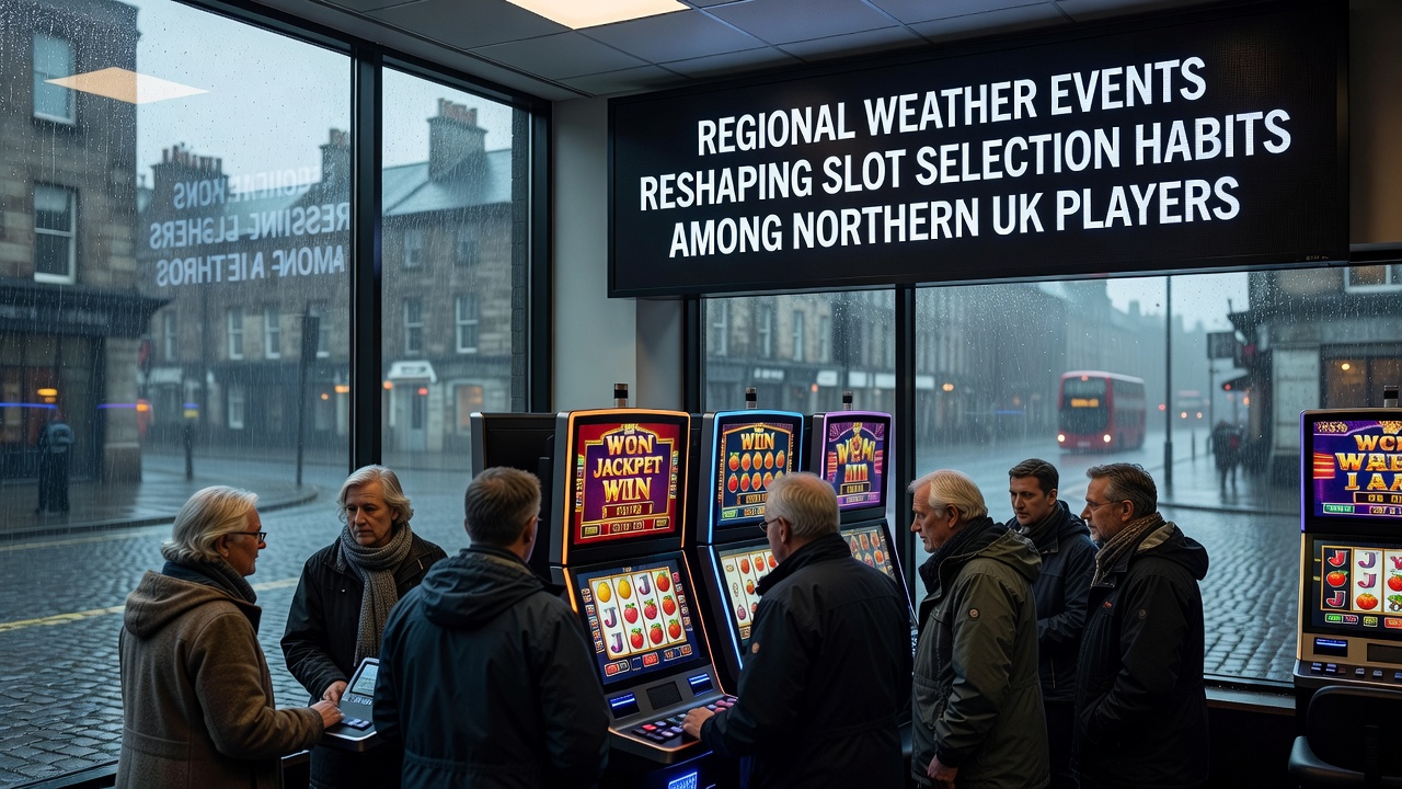 Northern UK landscape showing stormy weather impacting daily routines and online activities