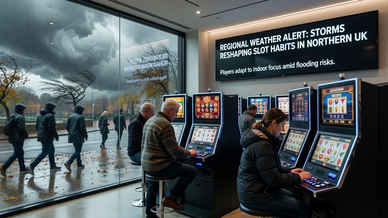 Players engaging with online slots during adverse weather conditions in northern UK settings