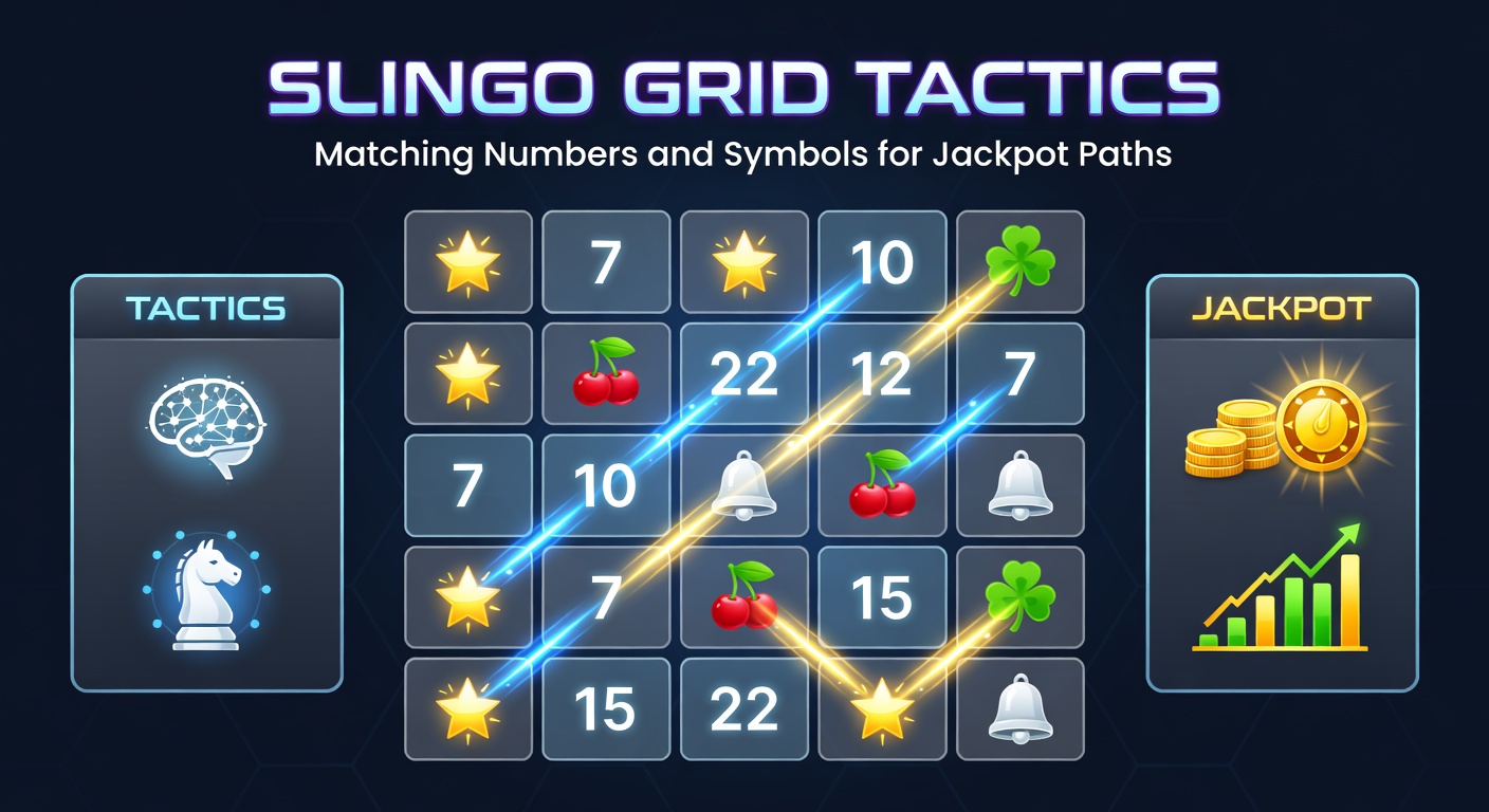 Dynamic Slingo reel spinning symbols including jokers and devils over a half-filled grid with glowing jackpot paths emerging