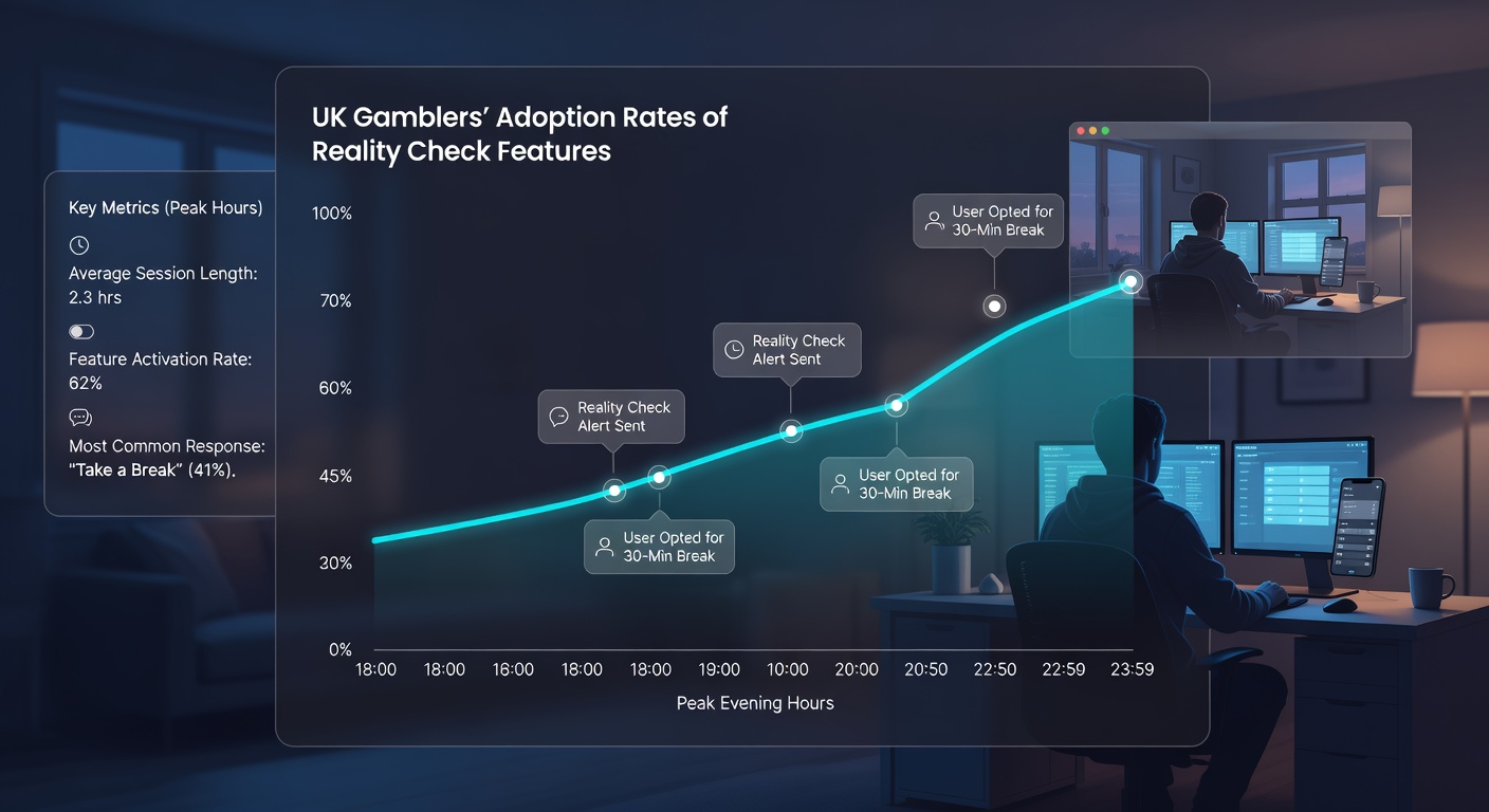 Heatmap visualization of reality check feature activations across UK time zones during peak evening gambling hours
